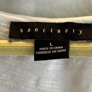 SANCTUARY White T-shirt, cotton slub, cold shoulder